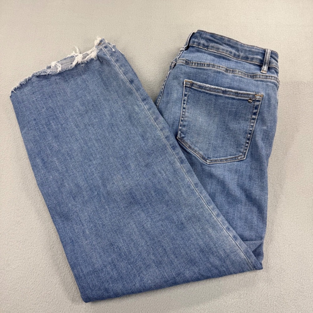Mica Los Angeles Wide Leg Raw Hem Jeans Medium Wash MDP-W3218 Size 31